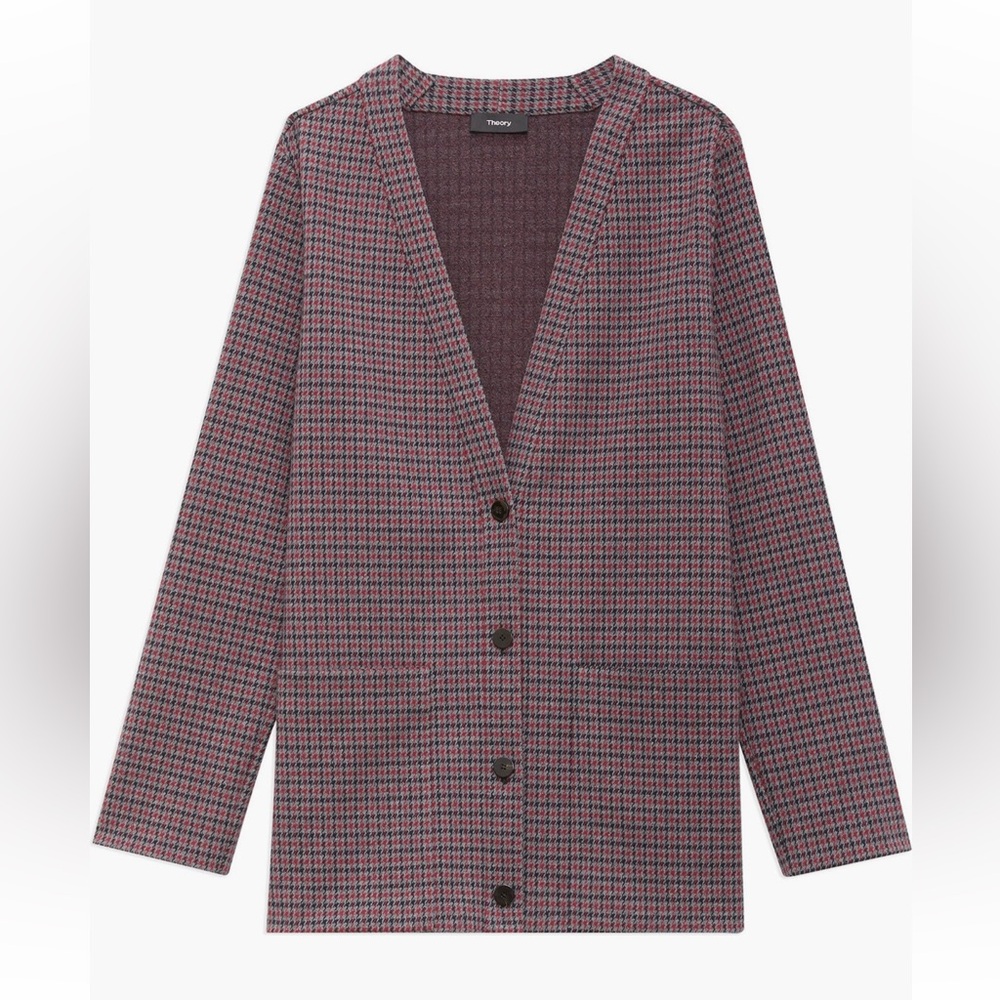 THEORY Houndstooth Collins Knit Cardigan/Jacket